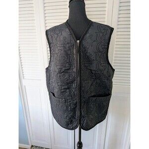 Marithe Francois Girbaud Vtg RARE Classic Black Letter Quilted Vest Mens Size L